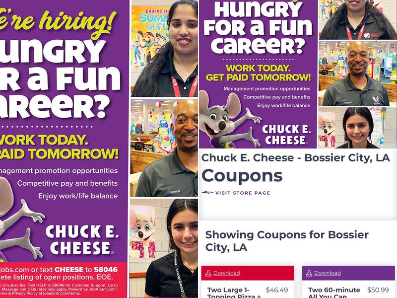 Chuck E. Cheese Menu