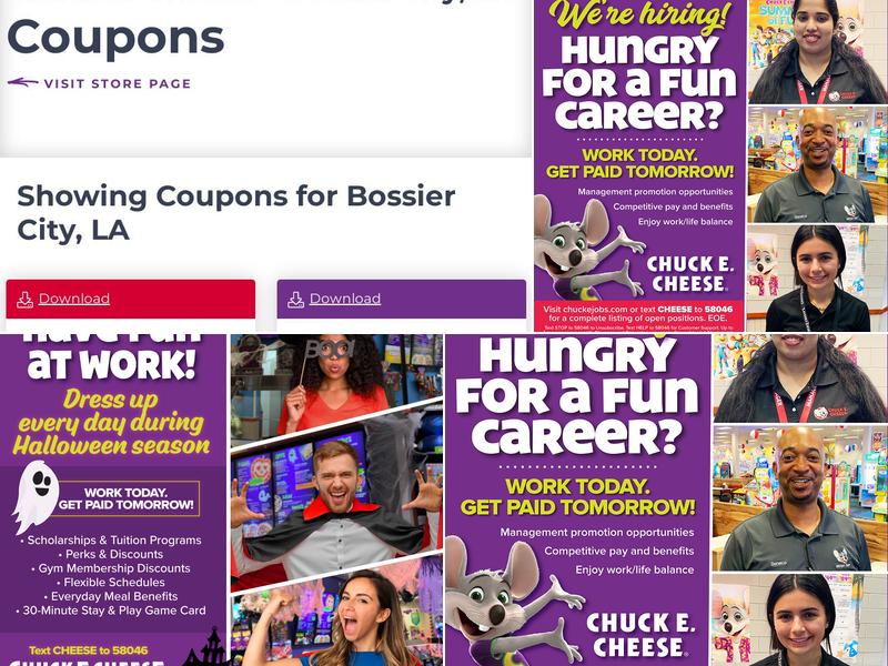Chuck E. Cheese Menu