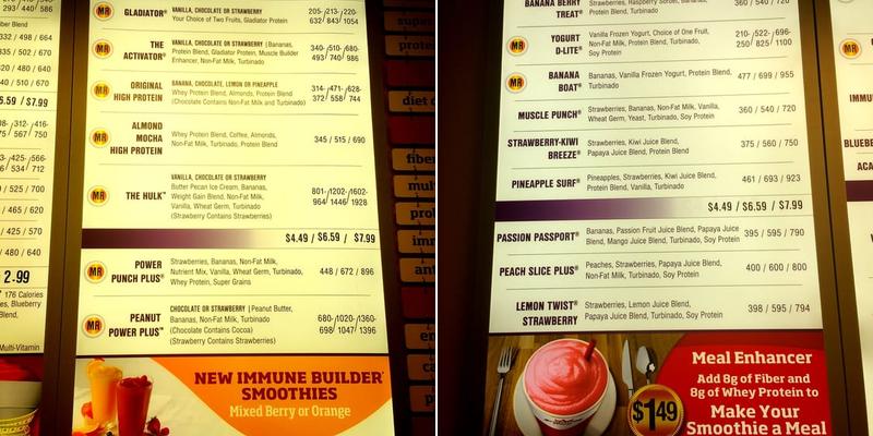 Smoothie King Menu