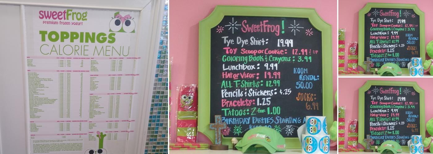 sweetFrog Premium Frozen Yogurt Menu