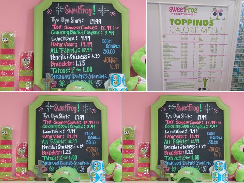 sweetFrog Premium Frozen Yogurt Menu