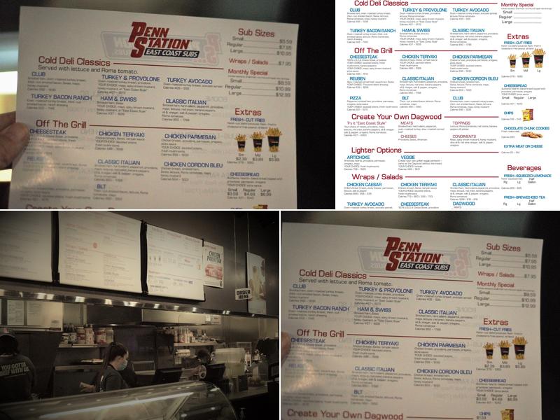 Penn Station East Coast Subs Menu