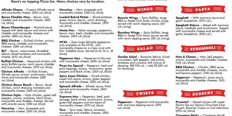Pizza Inn Menu