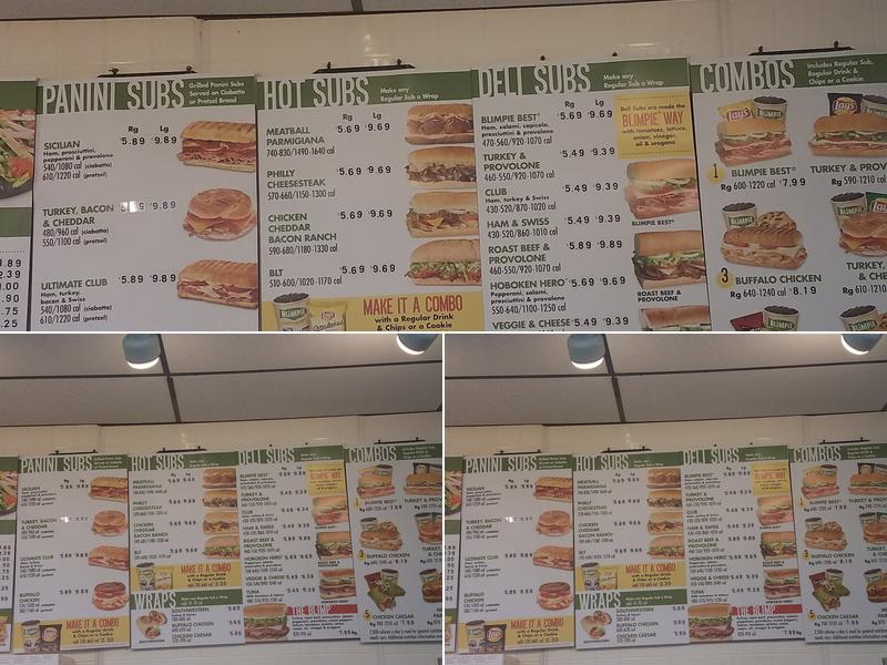 Blimpie Menu