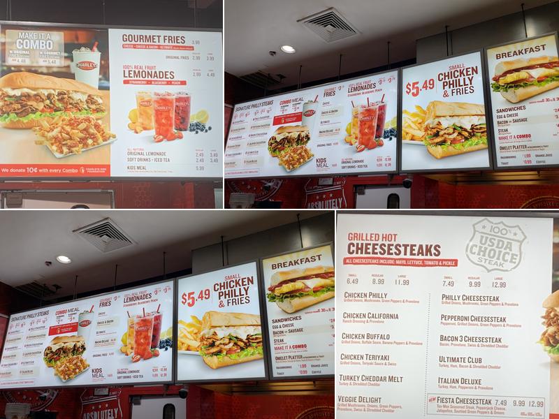 Charleys Cheesesteaks Menu