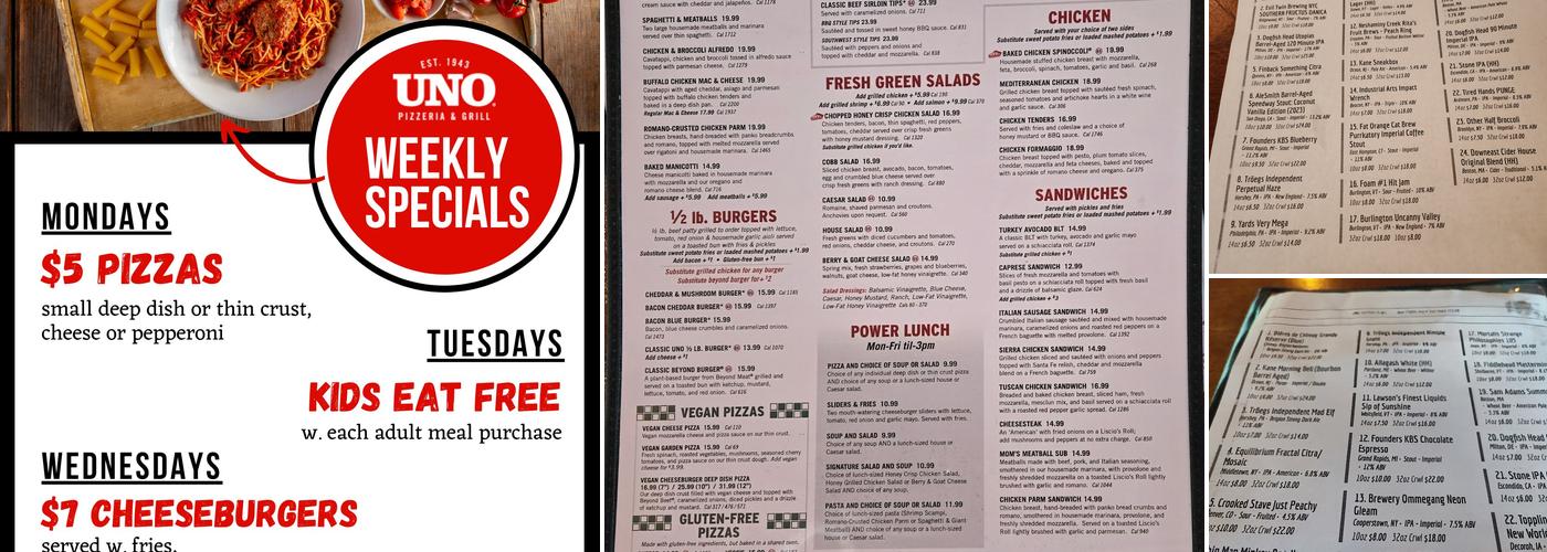 UNO Pizzeria & Grill Menu