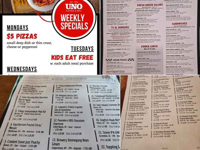 UNO Pizzeria & Grill Menu