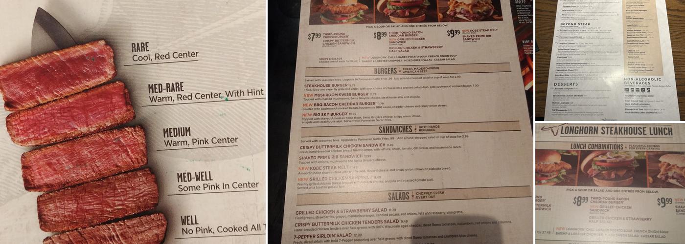 LongHorn Steakhouse Menu