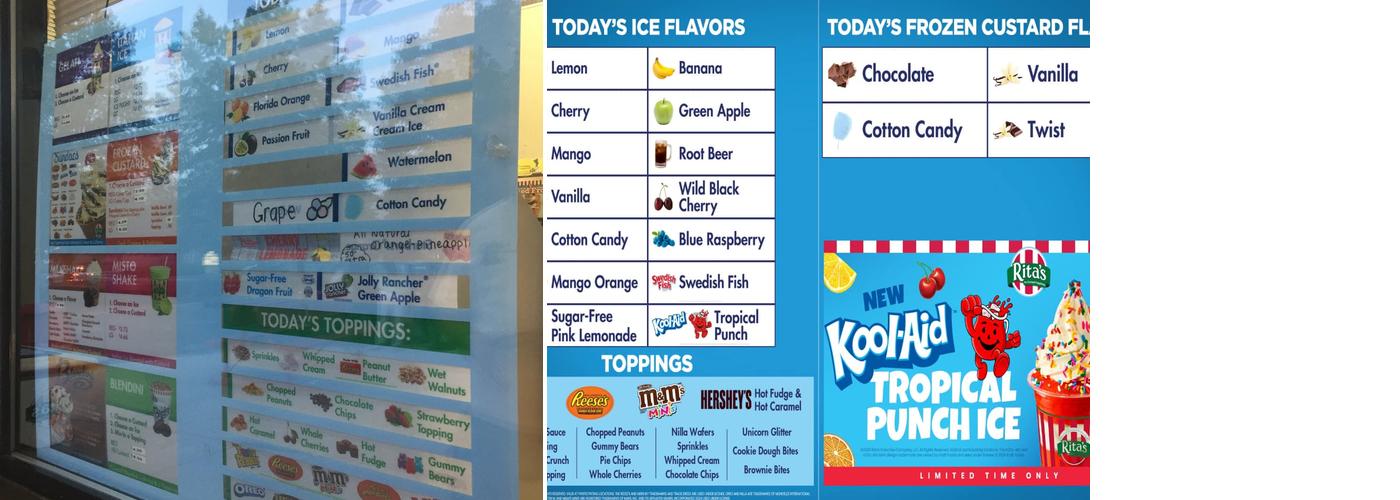 Rita's Italian Ice & Frozen Custard Menu