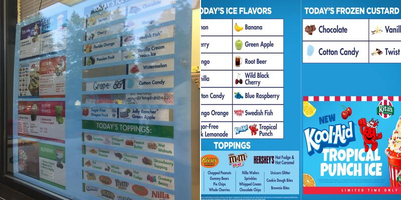 Rita's Italian Ice & Frozen Custard Menu