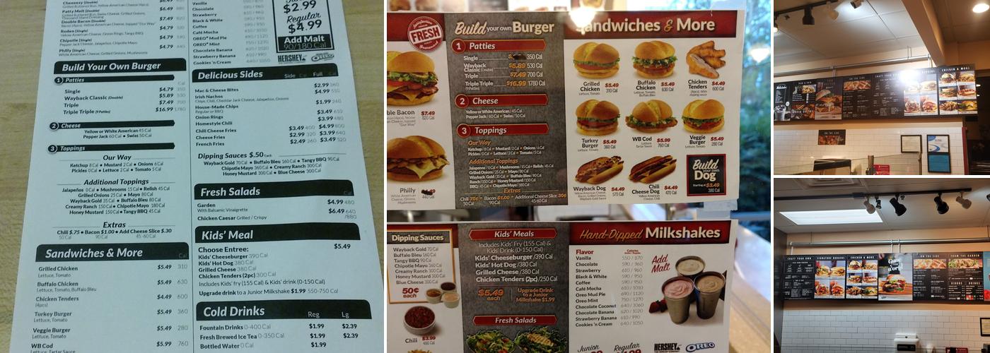 Wayback Burgers Menu