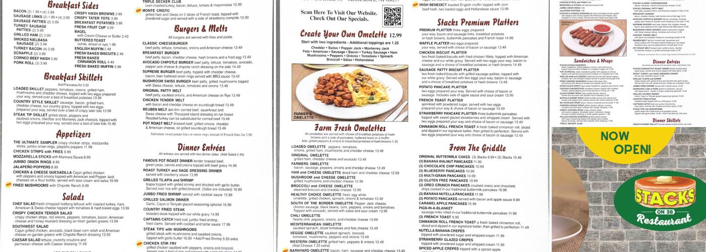 Stacks On 38 Menu