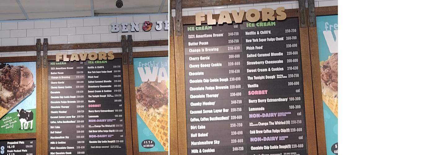 Ben & Jerry’s Menu