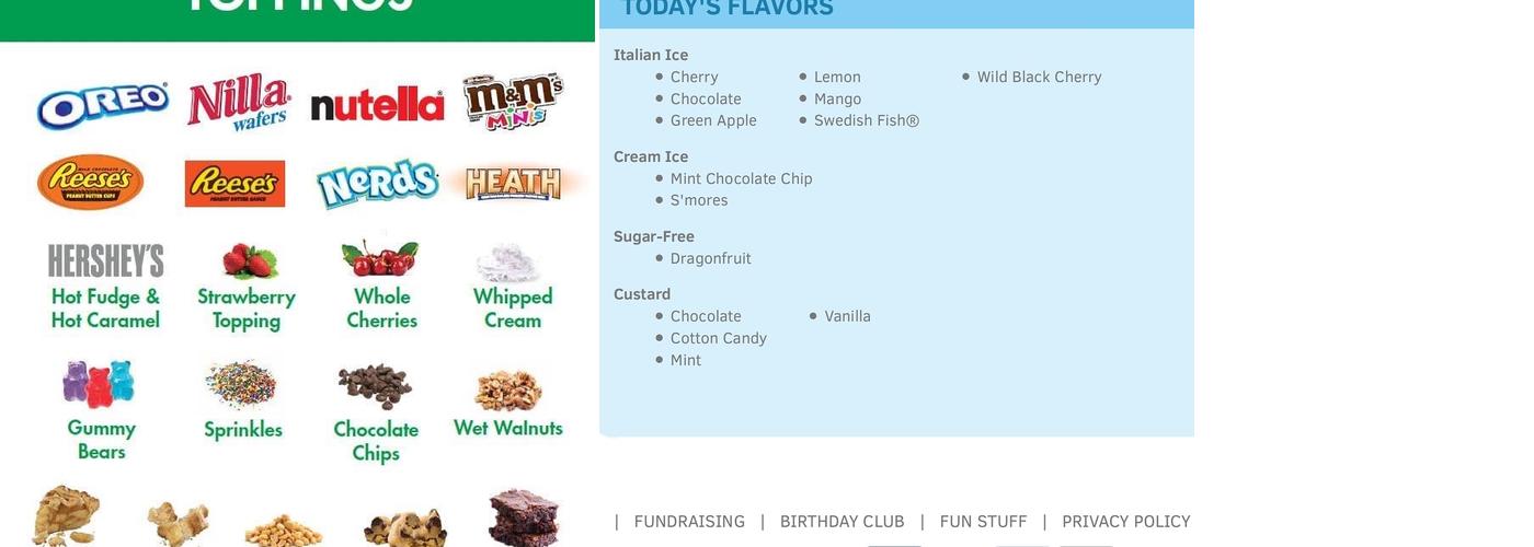 Rita's Italian Ice & Frozen Custard Menu