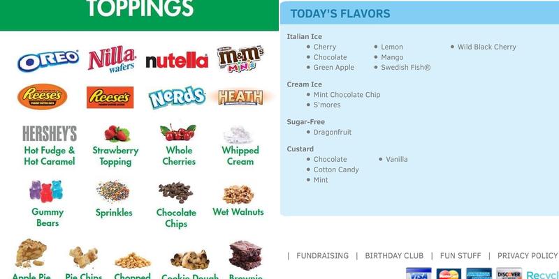 Rita's Italian Ice & Frozen Custard Menu