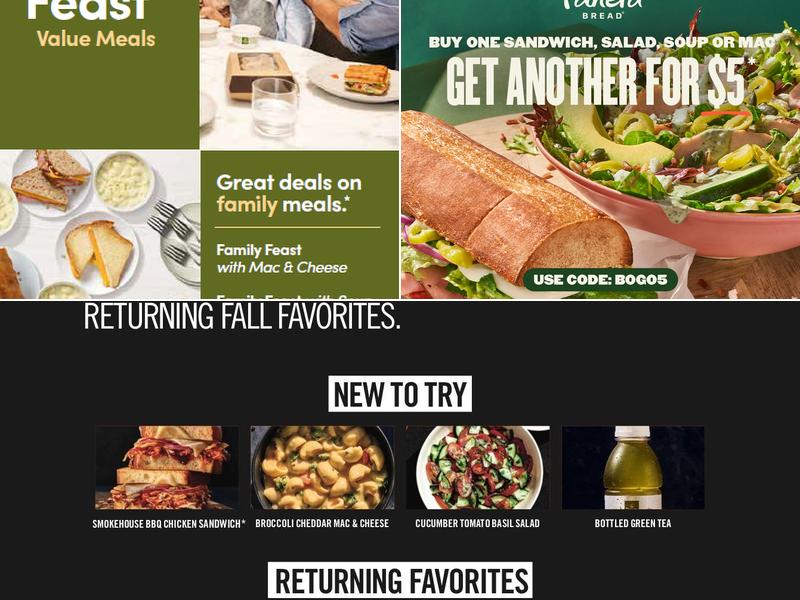 Panera Bread Menu