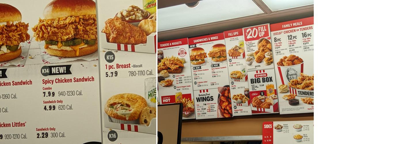 KFC Menu