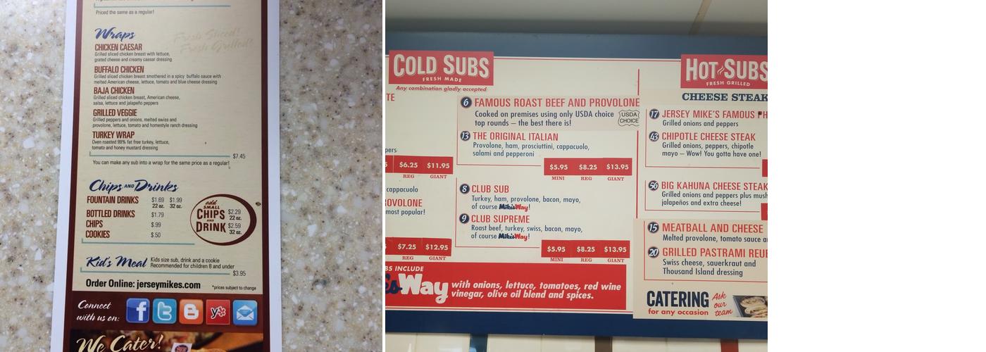 Jersey Mike's Subs Menu