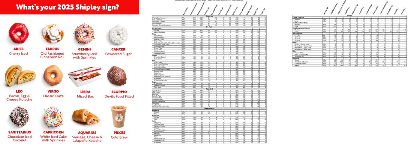 Shipley Do-Nuts Menu