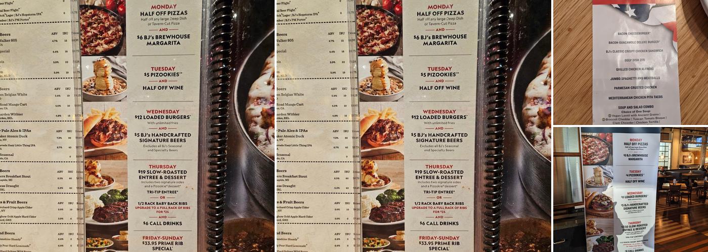BJ's Restaurant & Brewhouse Menu