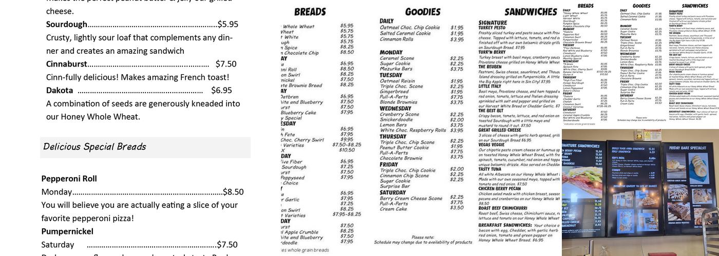 Great Harvest Bread Co. Menu