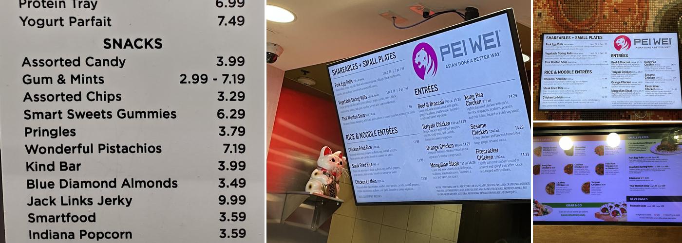 Pei Wei Menu