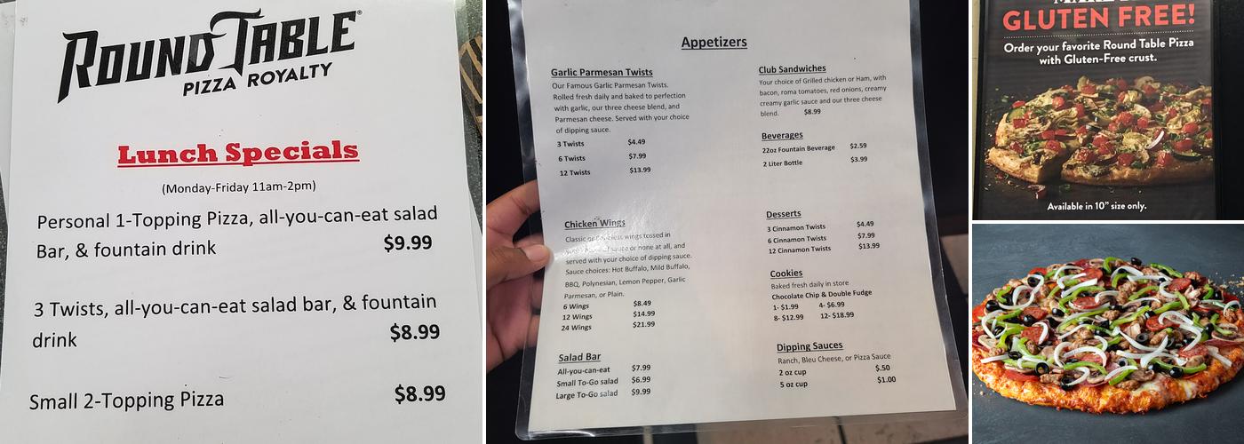 Round Table Pizza Menu