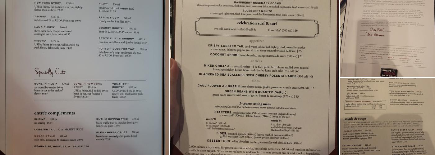Ruth's Chris Steak House Menu