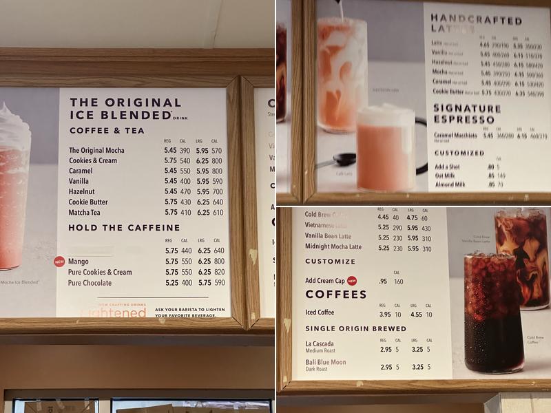 The Coffee Bean & Tea Leaf Menu