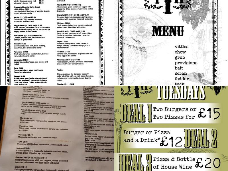 The Ivy House Menu
