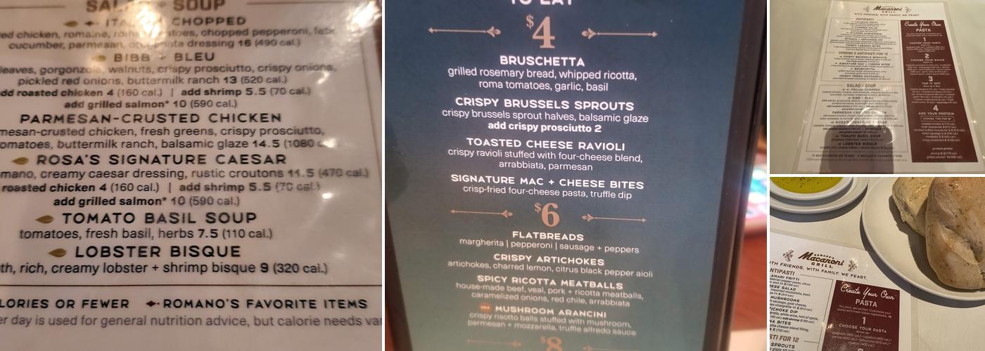 Romano's Macaroni Grill Menu