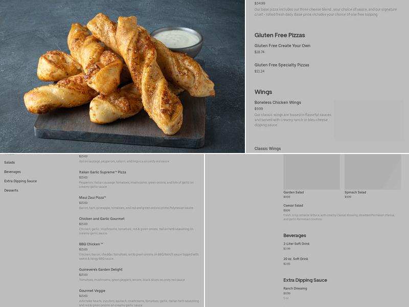 Round Table Pizza Menu