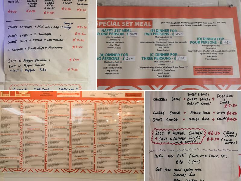 Simons Takeaway Menu