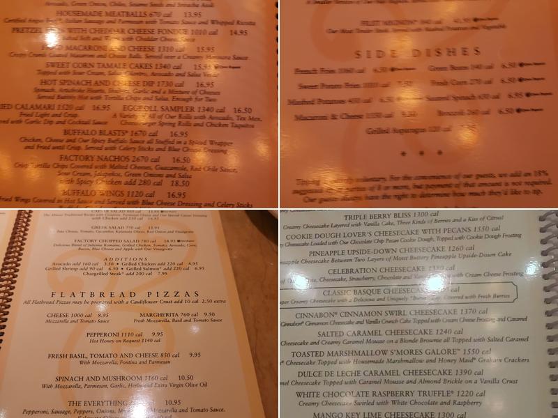 The Cheesecake Factory Menu