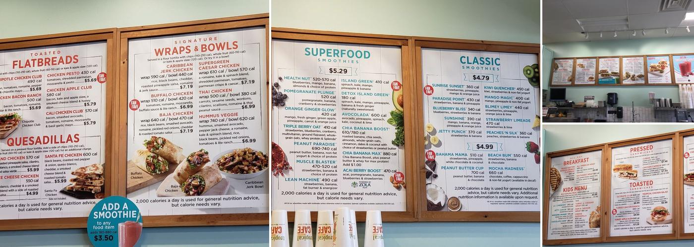 Tropical Smoothie Cafe Menu