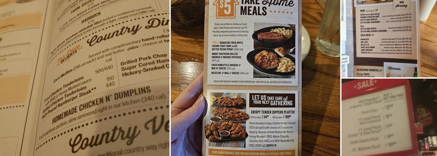 Cracker Barrel Old Country Store Menu