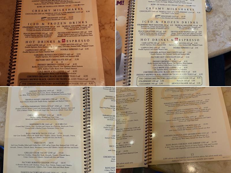 The Cheesecake Factory Menu