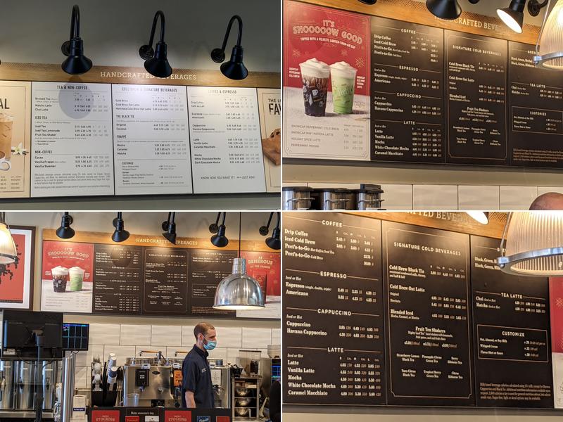 Peet's Coffee Menu