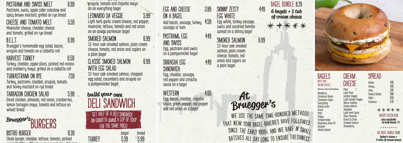 Bruegger's Bagels Menu