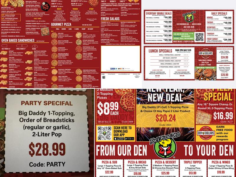 Fox's Pizza Den - McKees Rocks Menu