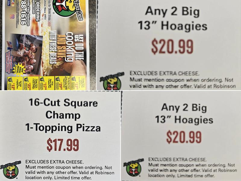 Fox's Pizza Den Robinson Twp. Menu