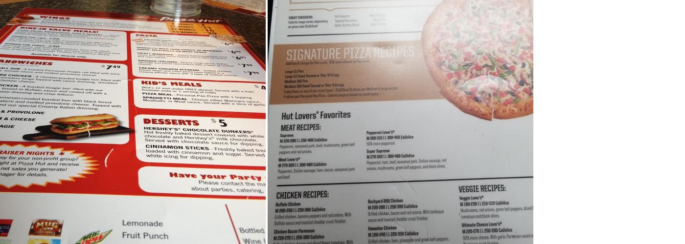 Pizza Hut Menu