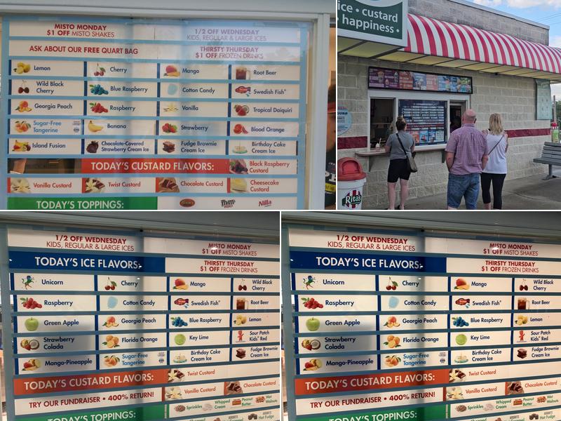 Rita's Italian Ice & Frozen Custard Menu