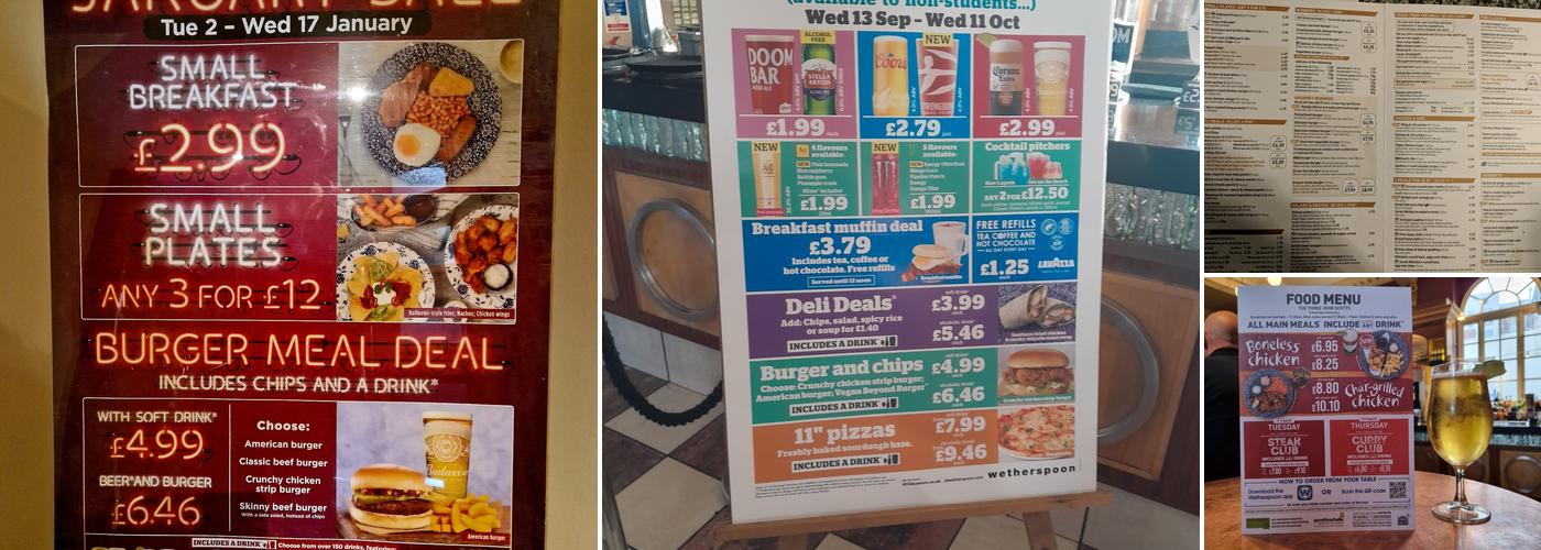 The Three John Scotts - JD Wetherspoon Menu