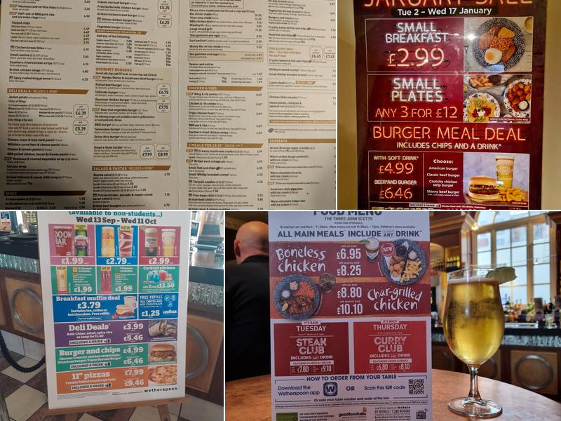 The Three John Scotts - JD Wetherspoon Menu