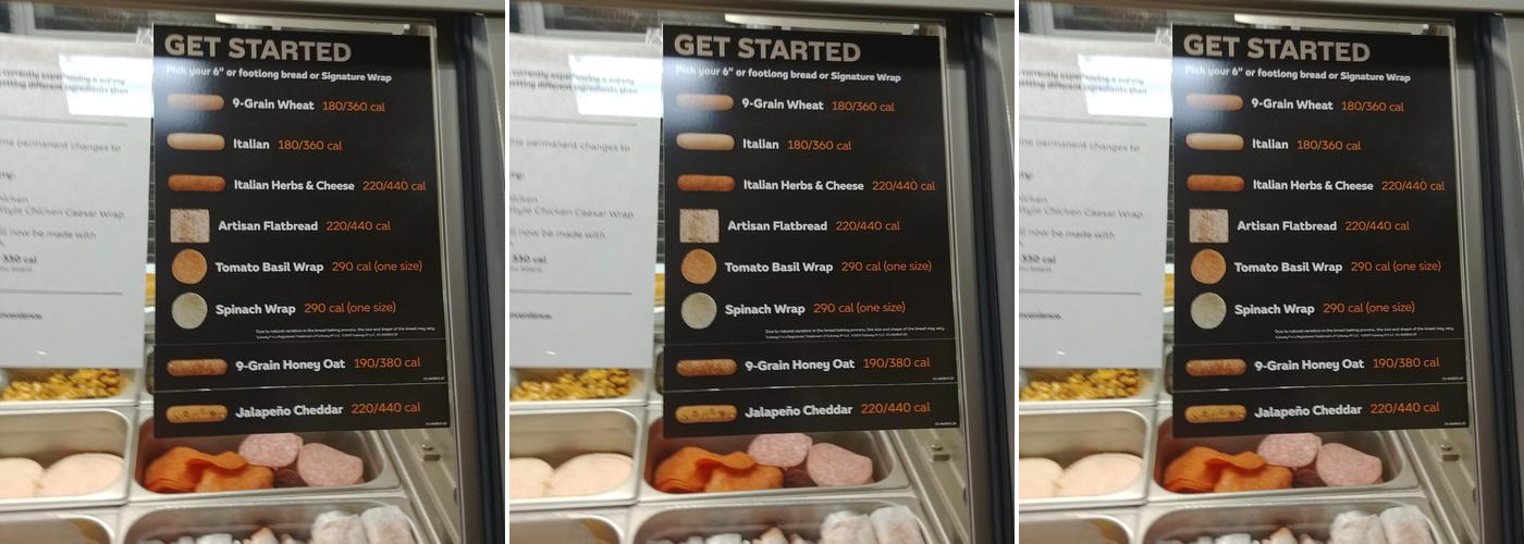 Subway Menu