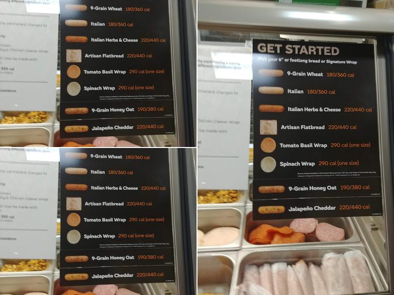 Subway Menu