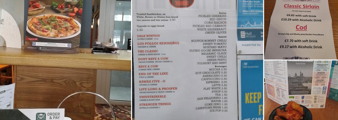 The Admiral of the Humber - JD Wetherspoon Menu