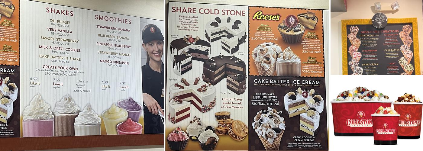 Cold Stone Creamery Menu