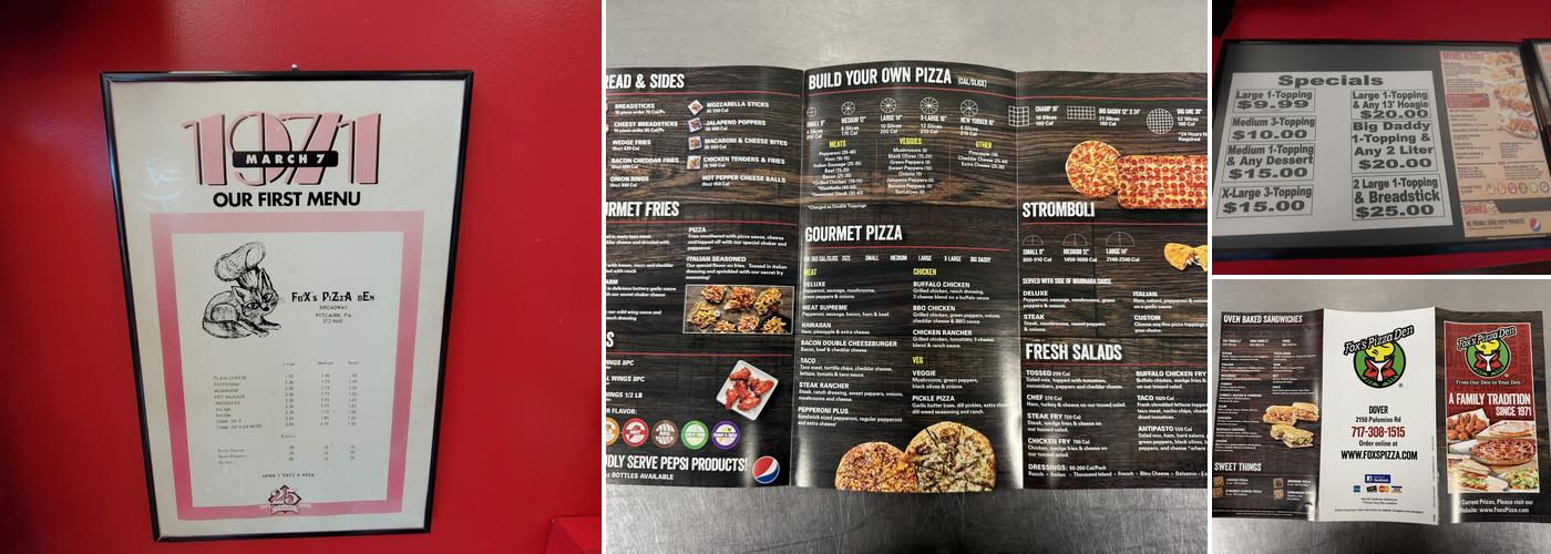 Fox's Pizza Den Menu